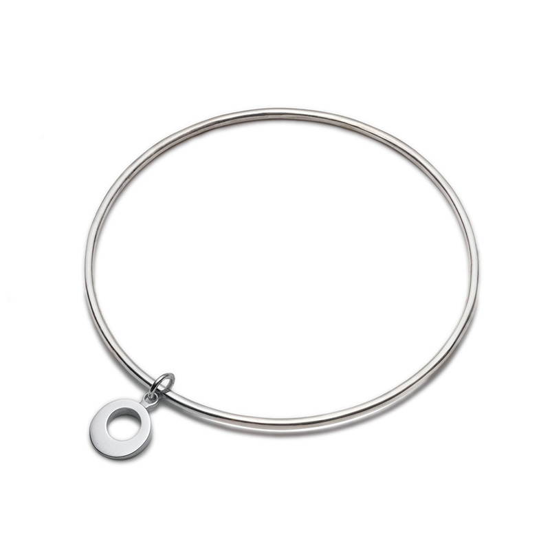 Circle of dreams silver bangle with gold charm