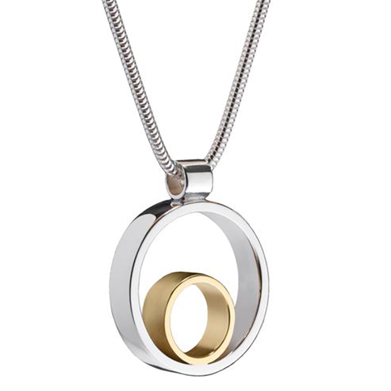 Circles silver and gold pendant