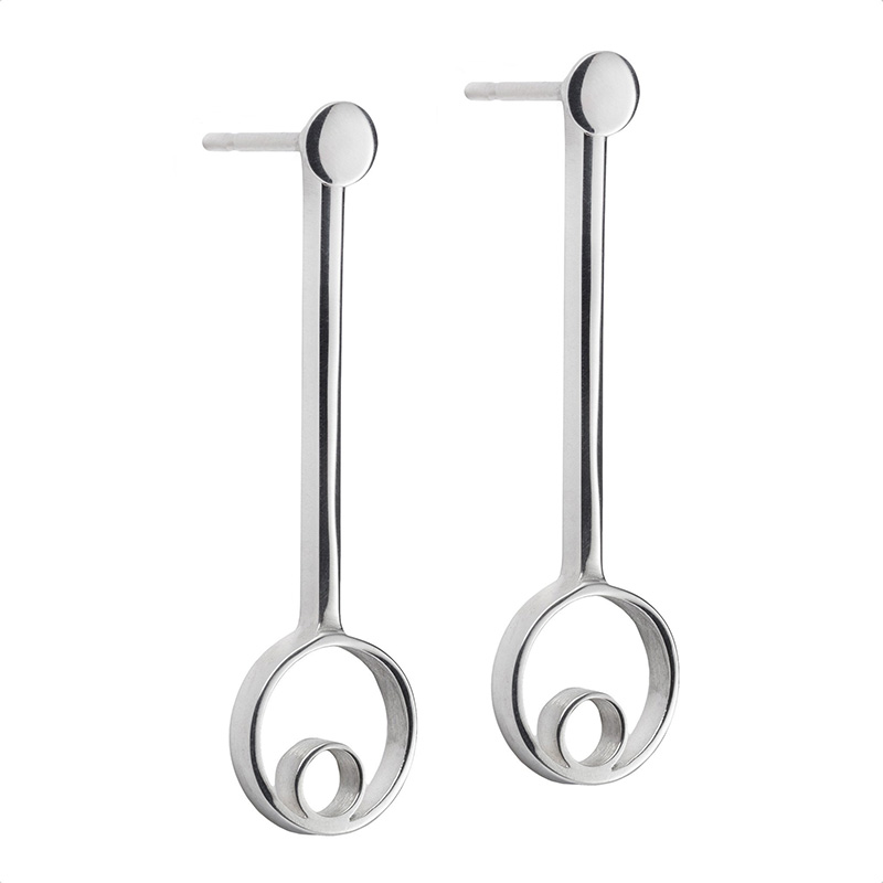Circles silver drop earrings