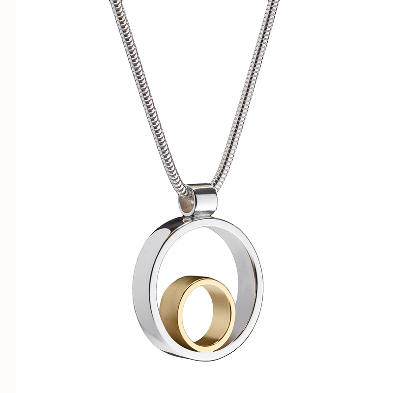 Circles small silver and gold pendant