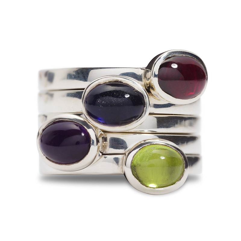 rings peridot amethyst garnet iolite