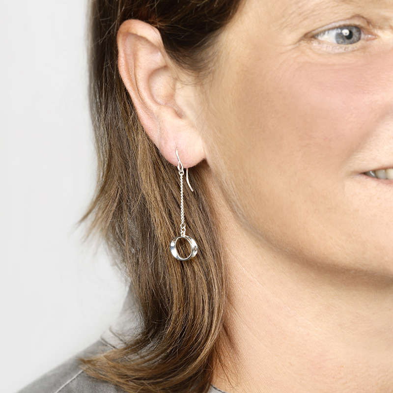 wave silver earring