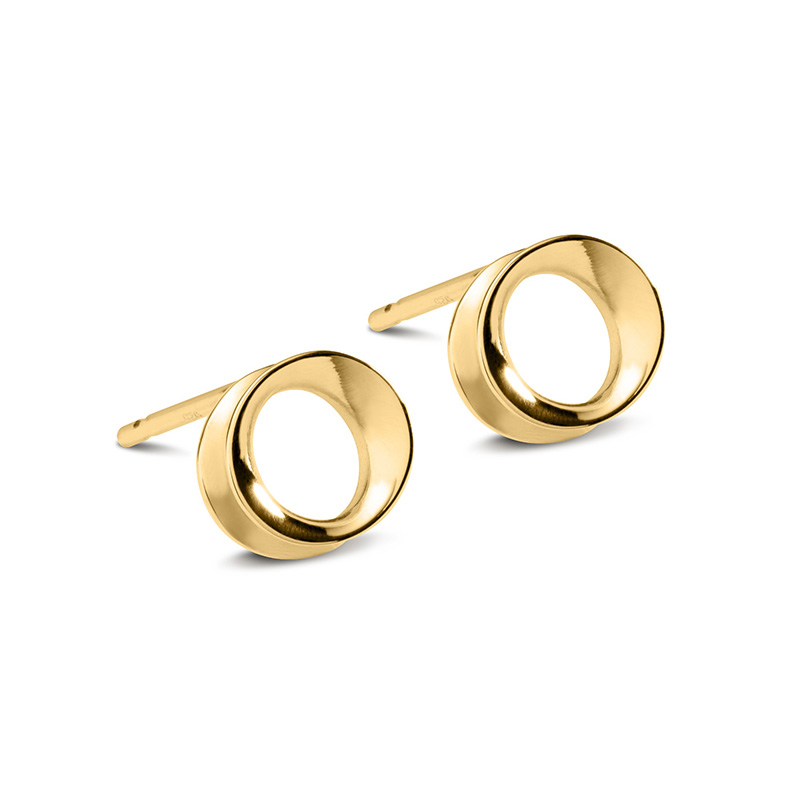 Wave gold stud earrings