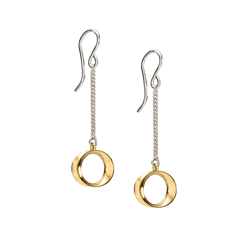 Wave silver and gold chain earrings
