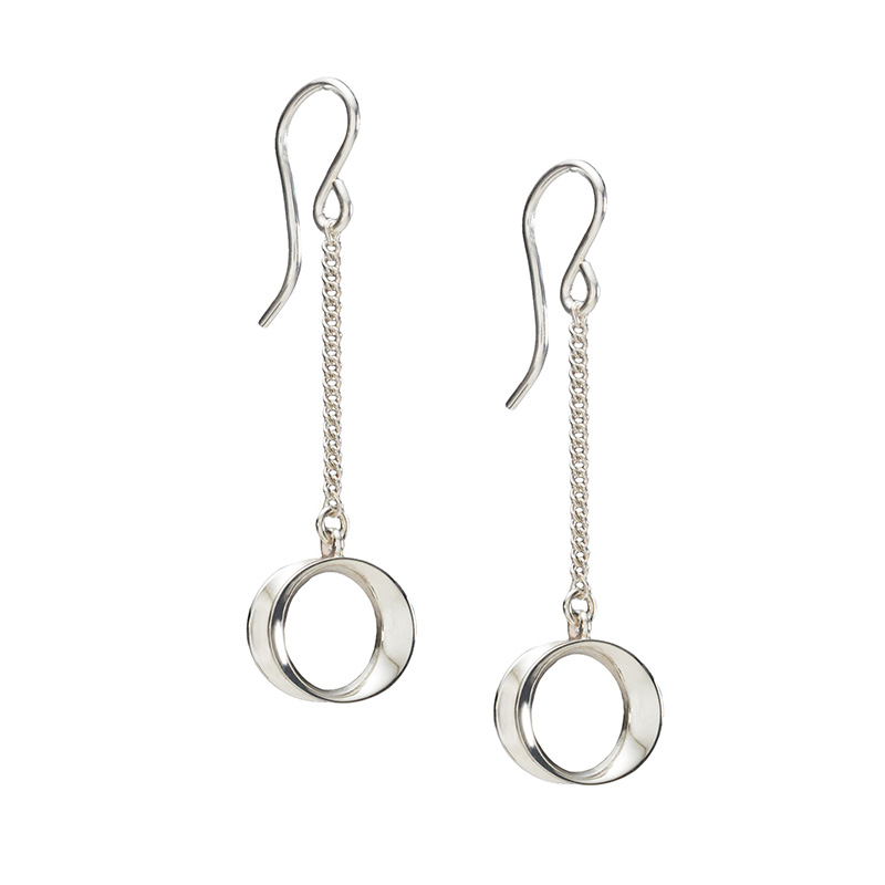 Wave silver chain earrings
