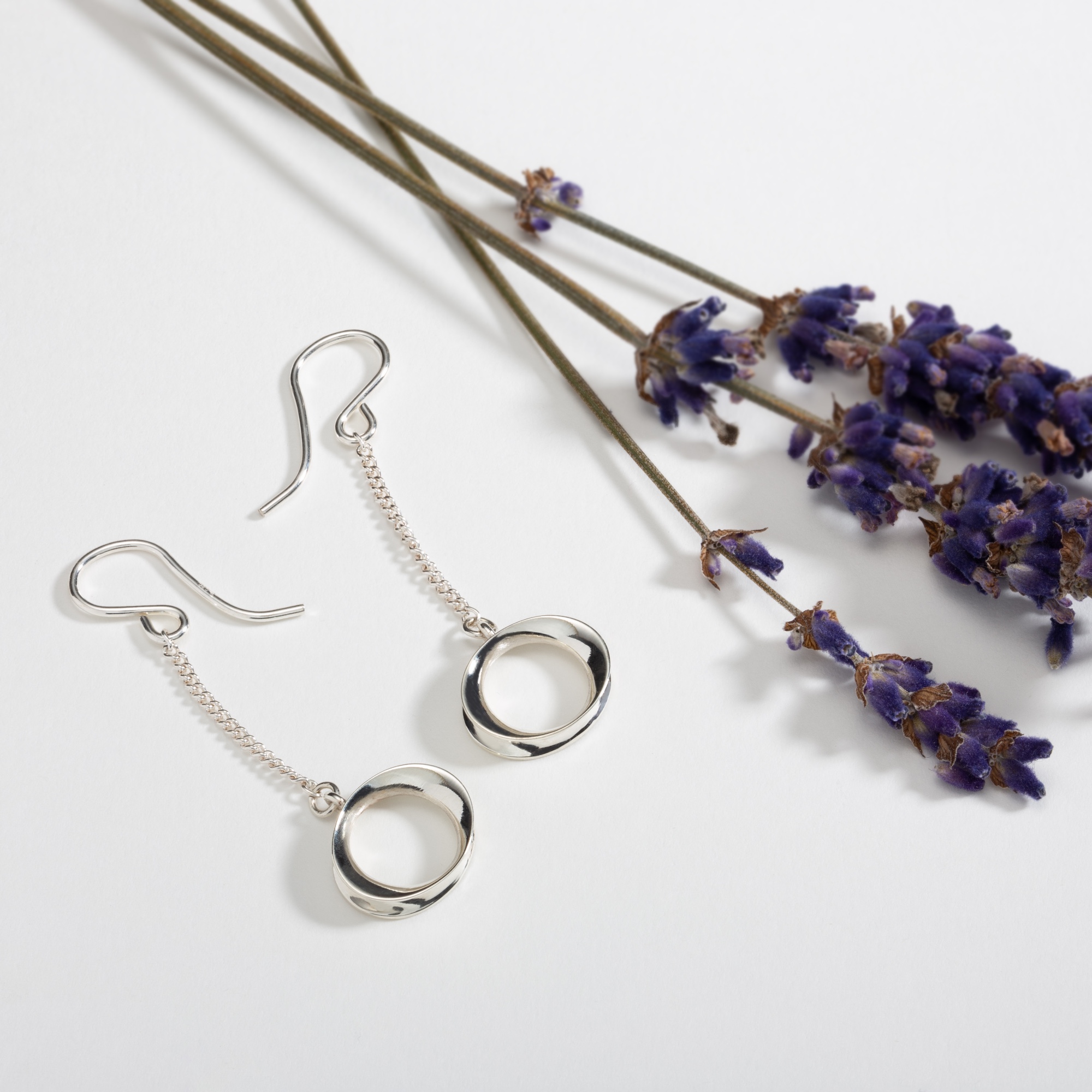Wave silver chain earrings-Maureen Lynch Jewellery