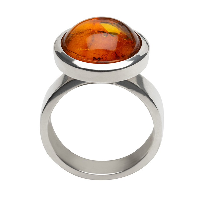 Balance amber silver ring