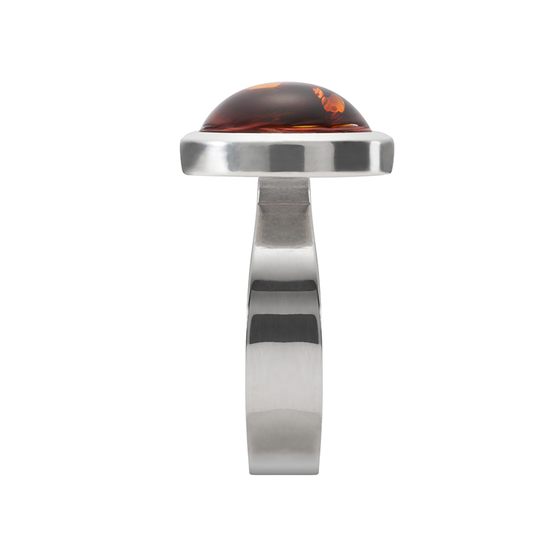Balance amber silver ring