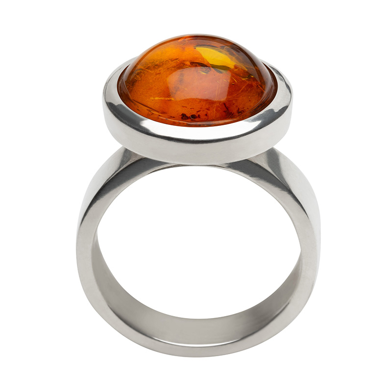 Balance amber silver ring