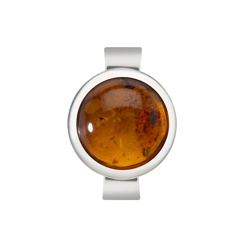 Balance amber silver ring
