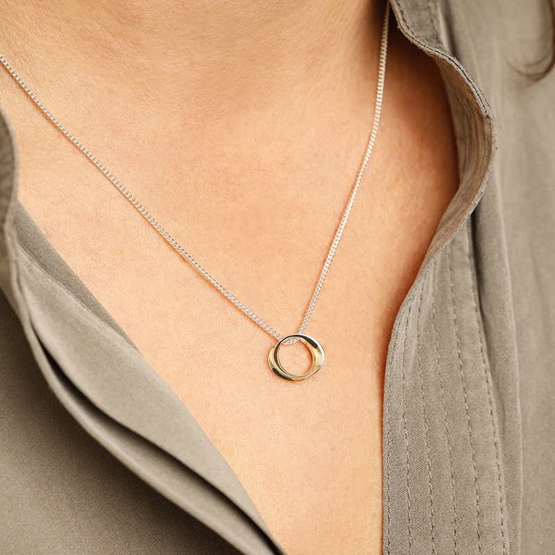 wave mini silver and gold pendant